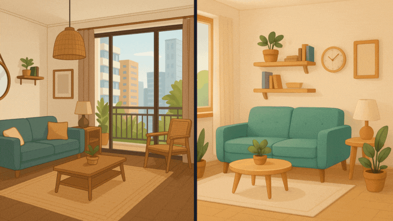 Compare living spaces before booking